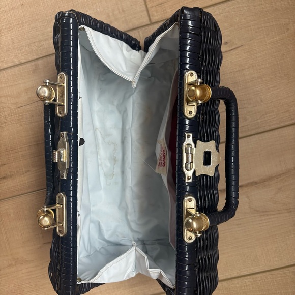 Simon by Mister Earnest Purse Navy Wicker Weave Gold Hardware - Picture 6 of 7